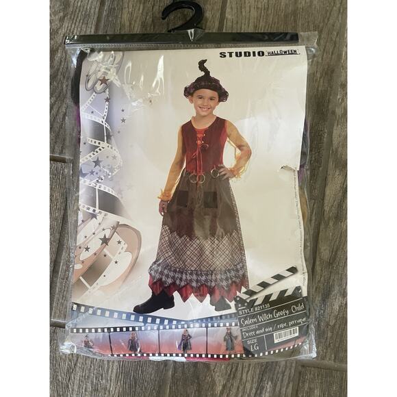Costumes Girls LG Mary Sanderson Costume - Hocus Pocus - Dress & Wig NEW - Picture 2 of 2